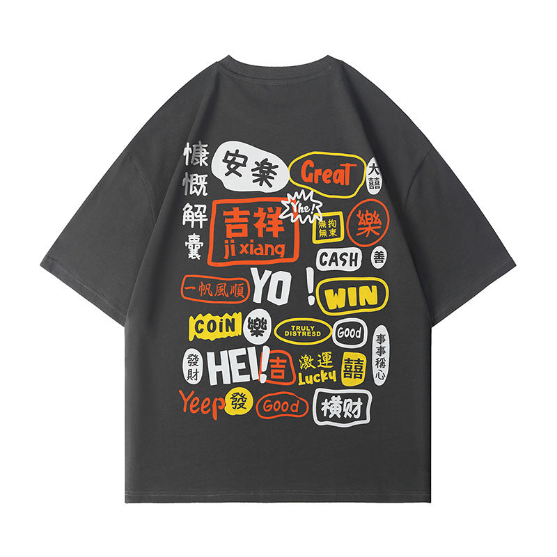 Men Manga Graphic Cotton Harajuku Graffiti Tees Fashion Tops T-shirt